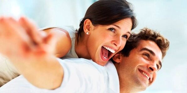 happy woman and man with increased potency